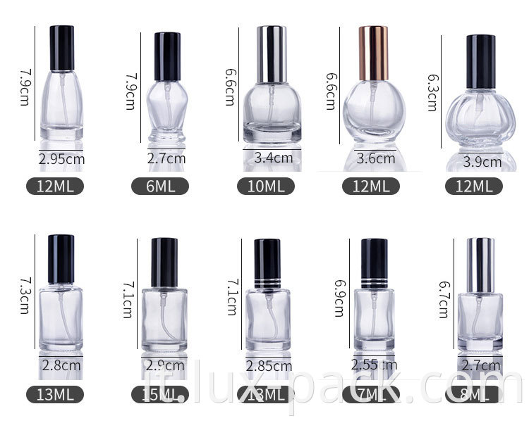 15 ml 30 ml 50 ml 100 ml da 150 ml di vetro vuoto Atomizzatore a bottiglia di fragranza in vetro piatto